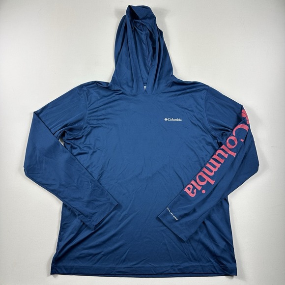 Columbia‎ Hoodie Rapid Creek Omni Shade Lightweight Long Sleeve Blue Mens Large - Picture 1 of 8